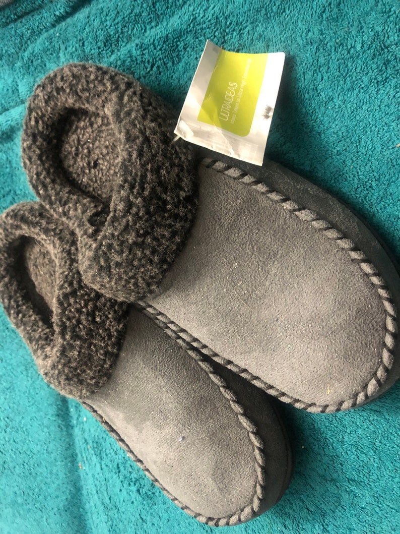 Ultraideas Mens Slippers Size 9-10 Suede Gray and Black - Etsy