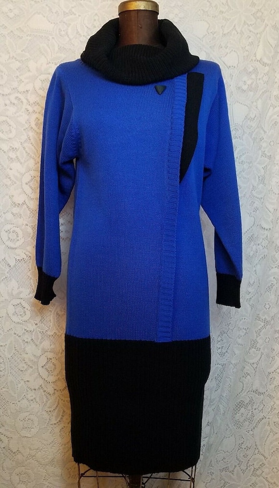 Dressy Tessy Blue Sweater Dress 80s Dressy Tessy R