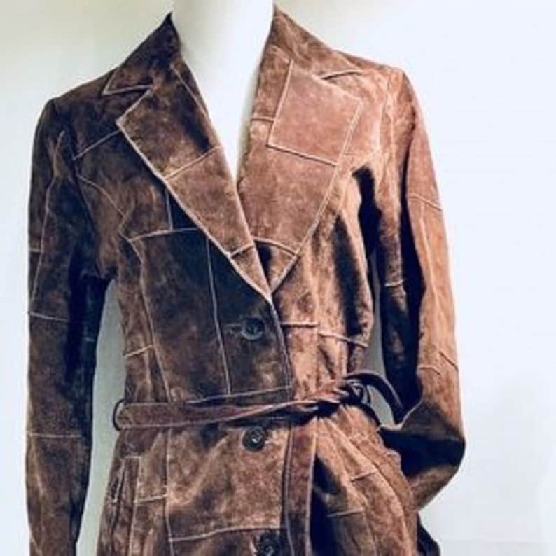 Wilsons Leather Maxima Womens Belted Trench Jacket Brown Suede Etsy