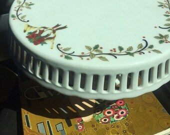 Mikasa Holiday Lace Cake Plate Lattice 10 " Very Beautiful Pedestal