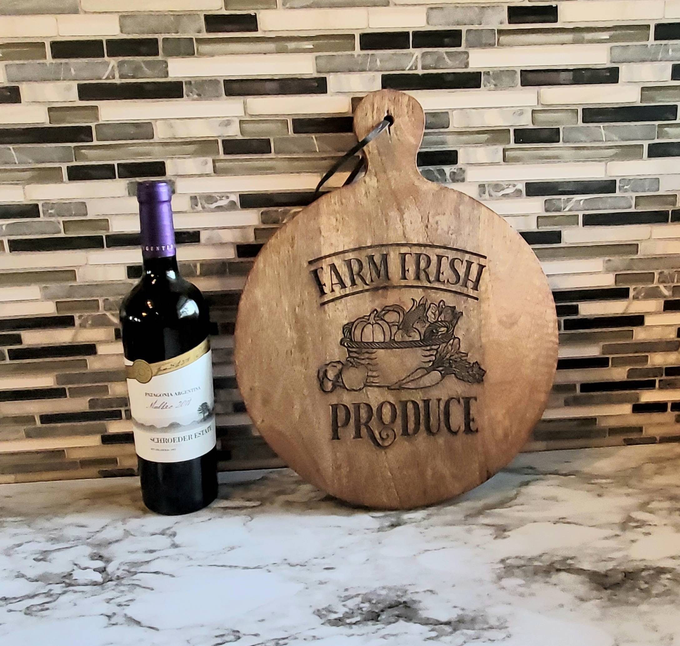 Laser Engraved Mango Wood Board With Farm Fresh Produce and a Etsy