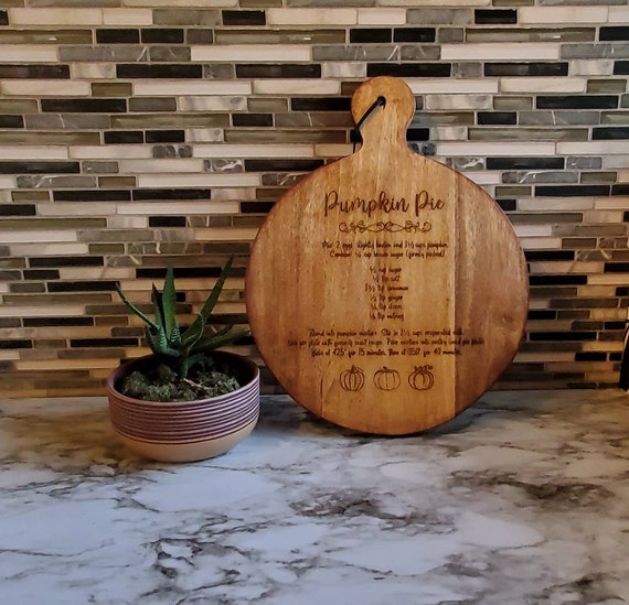 Laser Engraved Mango Wood Board With Pumpkin Pie Recipe Etsy