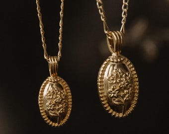 14k gold filled - ovale vergeet-mij-niet-urnketting
