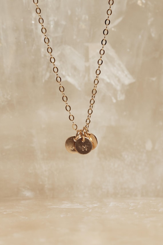 Mini Initial Pendant Necklace Personalized 14k Gold Filled