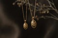 14k Gold Filled - Forget-Me-Not Oval Cremains Urn Necklace
