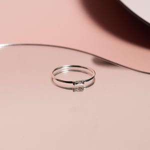 Baguette Cut Diamond Ring- Sterling Silver