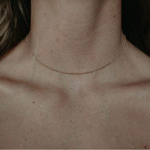 Saturn Chain Collarbone Necklace 14k Gold Filled image 3