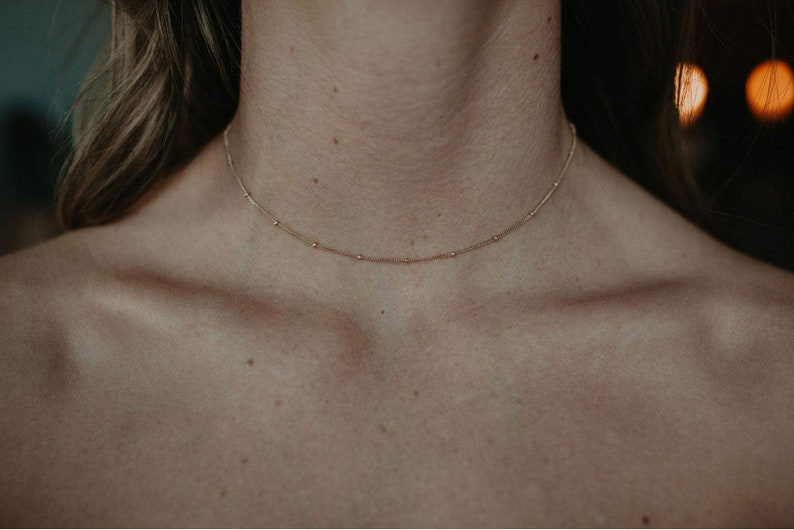 Saturn Chain Collarbone Necklace 14k Gold Filled image 3