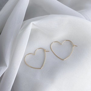 Heart Hoop Earrings 14k Gold Filled image 4