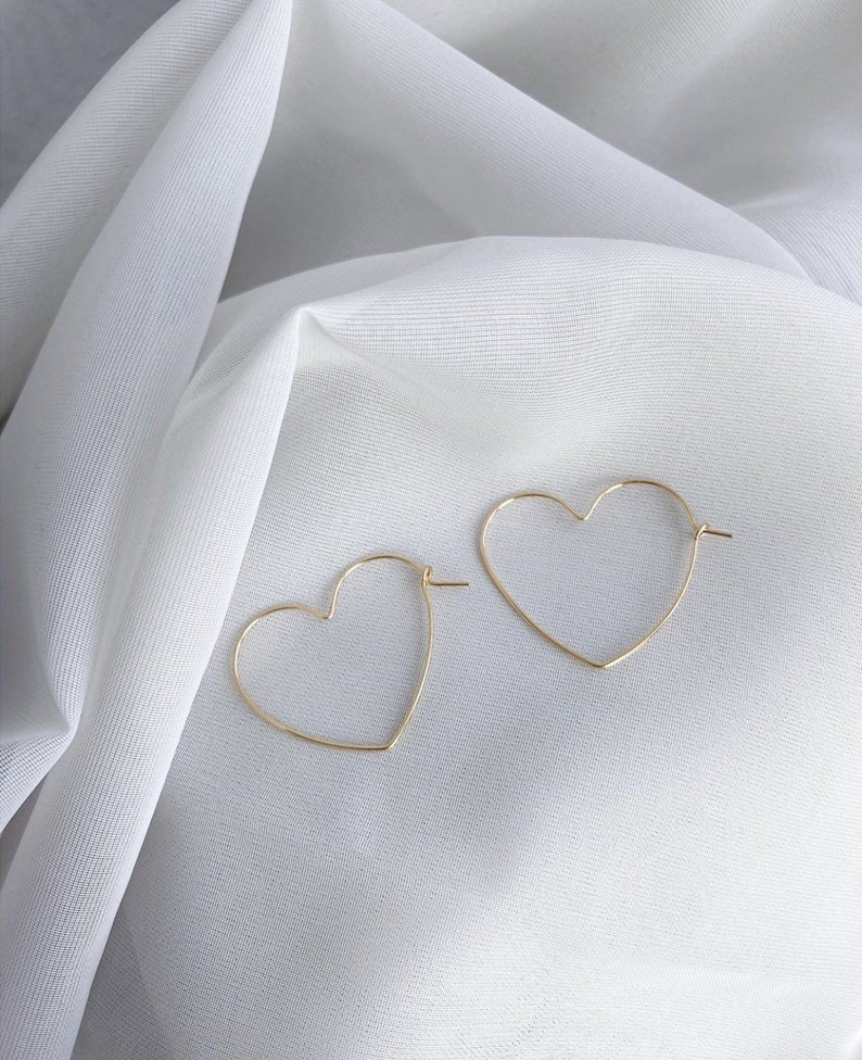 Heart Hoop Earrings 14k Gold Filled image 4