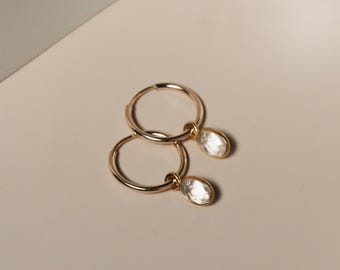 Crystal Huggie Hoops - 14k Gold Filled