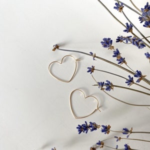 Heart Hoop Earrings 14k Gold Filled image 5