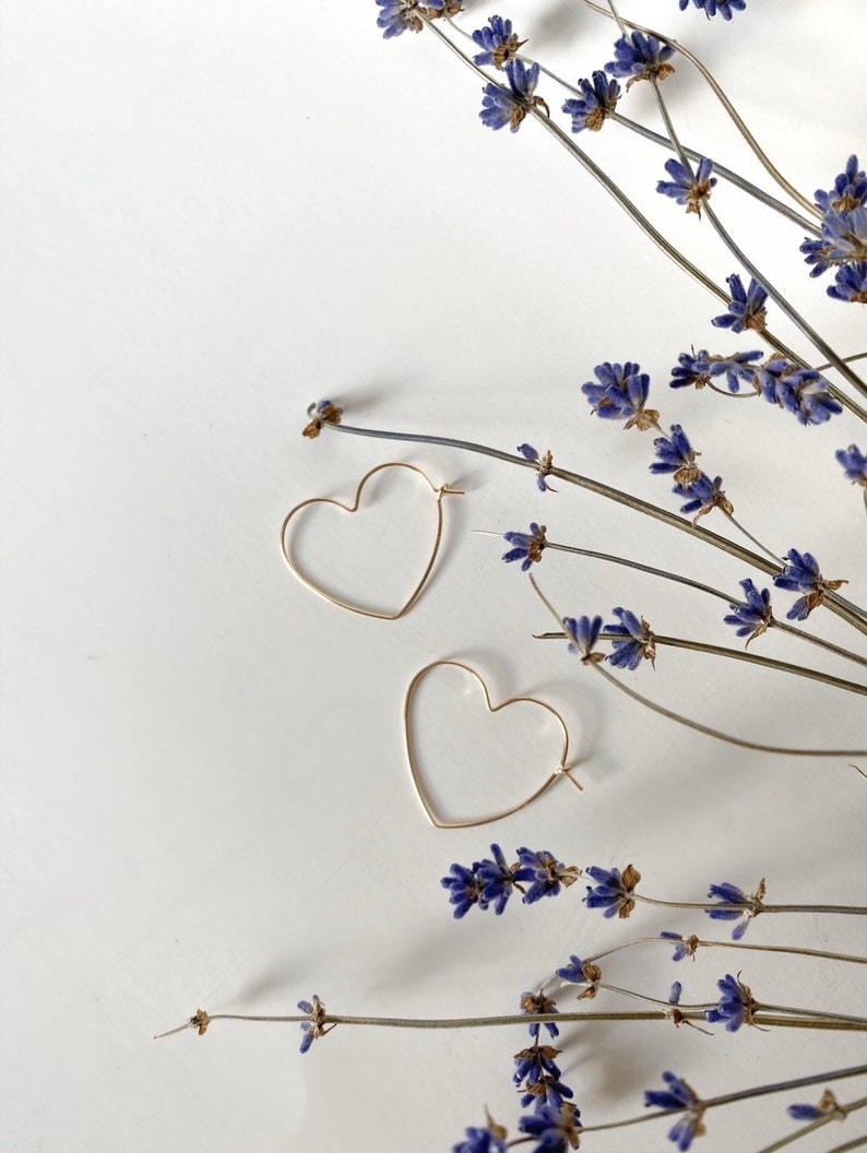 Heart Hoop Earrings 14k Gold Filled image 5