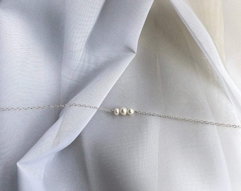 Three Pearl Necklace - Sterling Silver