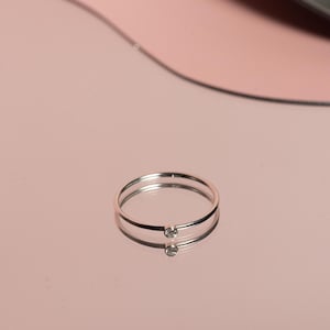 Solitaire Diamond Ring - Sterling Silver