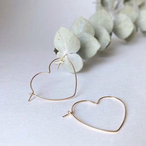 Heart Hoop Earrings 14k Gold Filled image 3