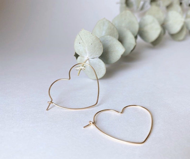 Heart Hoop Earrings 14k Gold Filled image 3