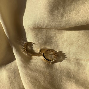 Baguette Diamond Hoop Earrings 14K Gold Filled image 6