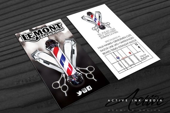 Barber Business Card Design Barber Salon Hair Stylist Etsy