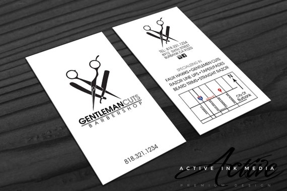 Barber Business Cards Barber Logo Salon Hair Stylist Etsy