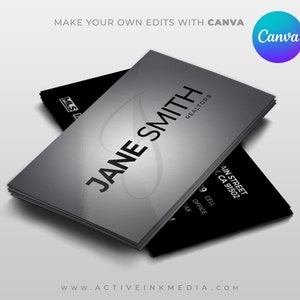 Design de cartão de visita para corretor de imóveis - Agente imobiliário - Modelo de cartão de visita para cabelo DIY - DOWNLOAD instantâneo de CANVA
