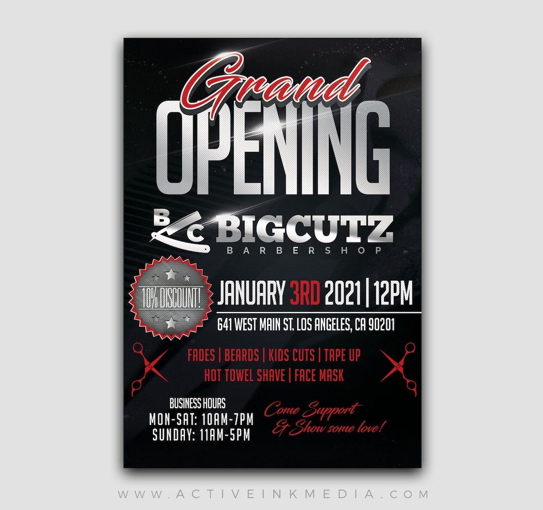 Grand Opening Barber Shop Flyer Barber Postcard Instagram Flyer Salon Hair Stylist Etsy