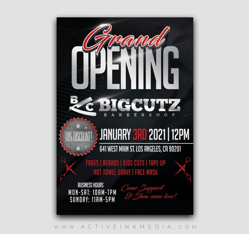 Grand Opening Barber Shop Flyer Barber postcard Instagram flyer Salon Hair Stylist Barbershop image 1