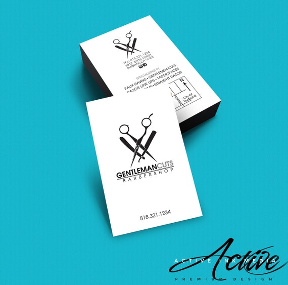 Barber Business Cards Barber Logo Salon Hair Stylist Etsy