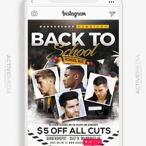 新学期理髪店のチラシデザイン - Instagram チラシ - 理髪店のチラシ - ヘアスタイリストのチラシ - 私たちがあなたのためにデザインします