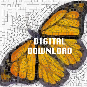 monarch butterfly mosaic pattern template PDF downloadable for DIY mosaic