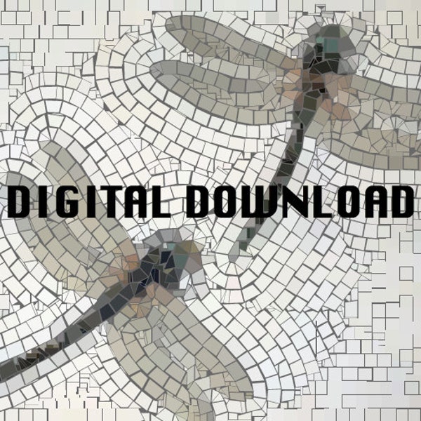 Minimalistische Dragonfly Mozaïek Art patroonsjabloon PDF-download