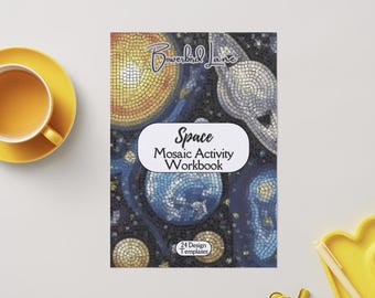 Space Printable Mosaic Activity Workbook with pattern templates PDF downloads