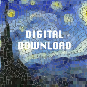 Starry Night Van Gogh mosaic pattern template PDF downloadable for DIY mosaic