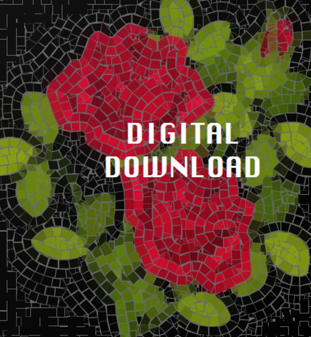 Red Roses Mosaic Art Pattern Template PDF Download - Etsy