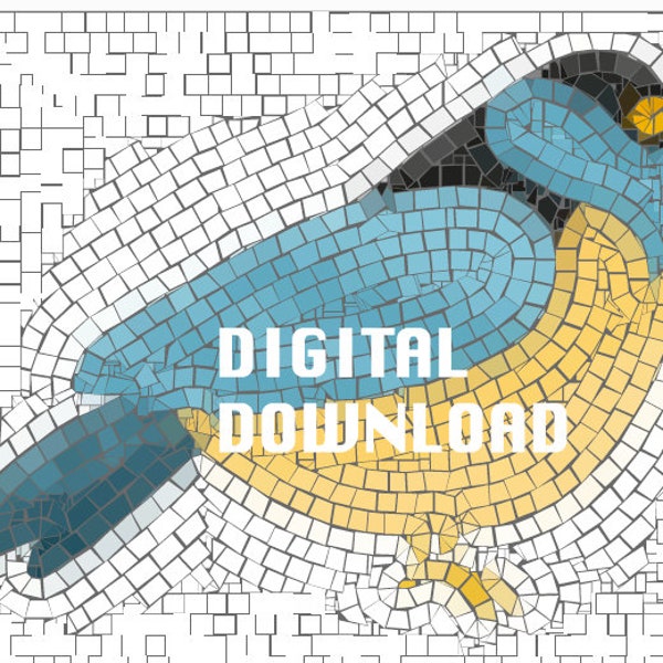 Blue Bird mosaic pattern template PDF download