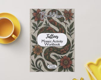Tattoo mosaic activity workbook with pattern templates (PDF download)