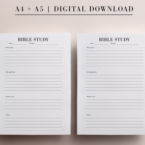 Bible Study Planner A5 Inserts A4 Inserts Printable - Etsy