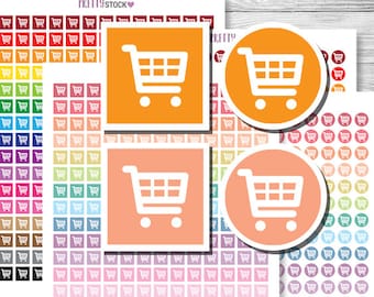 Shopping Cart Stickers, Printable Shopping Stickers, Shopping Planner Stickers, Grocery Planner Stickers - PS35
