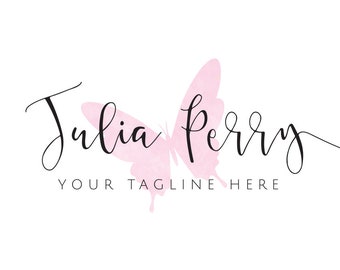 Logo, Logo rose, Script Logo, Logo féminin, photographie Logo, création de Logo, Logo personnalisé, Blog Logo, Logo manuscrite de papillon