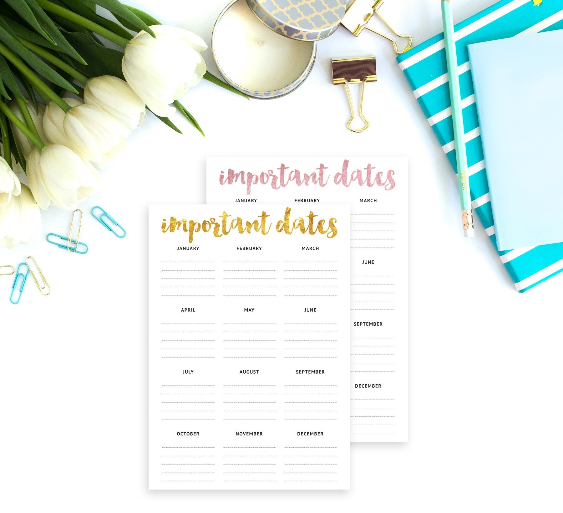 Important Dates Planner Printable Planner Planner Inserts | Etsy