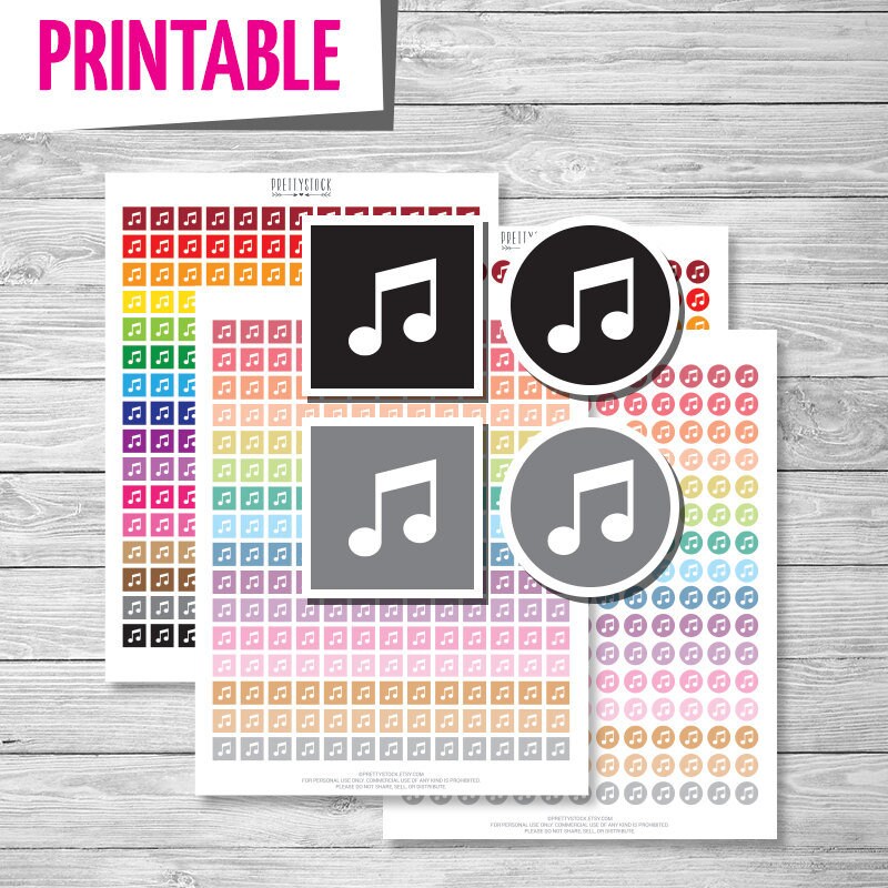 music stickers printable stickers planner stickers etsy