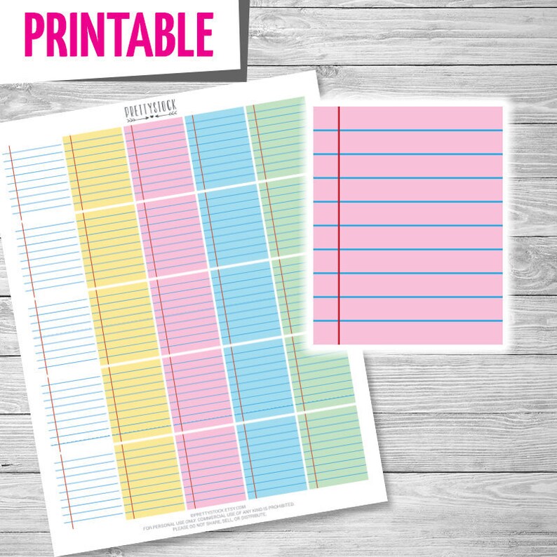Lined Paper Stickers Printable Stickers Planner Stickers Etsy