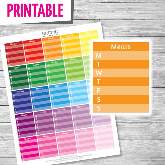 weekly meals stickers printable meals schedule full box etsy meals schedule