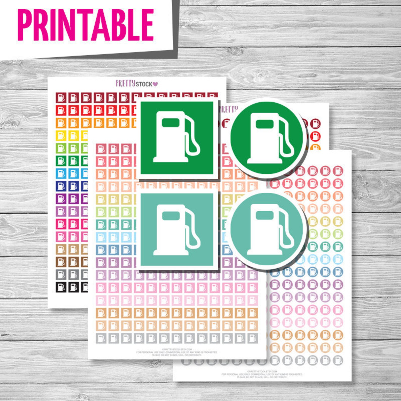 Gas Pump Stickers Printable Stickers Planner Stickers Fuel Etsy