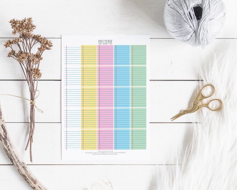 Lined Paper Stickers Printable Stickers Planner Stickers Etsy