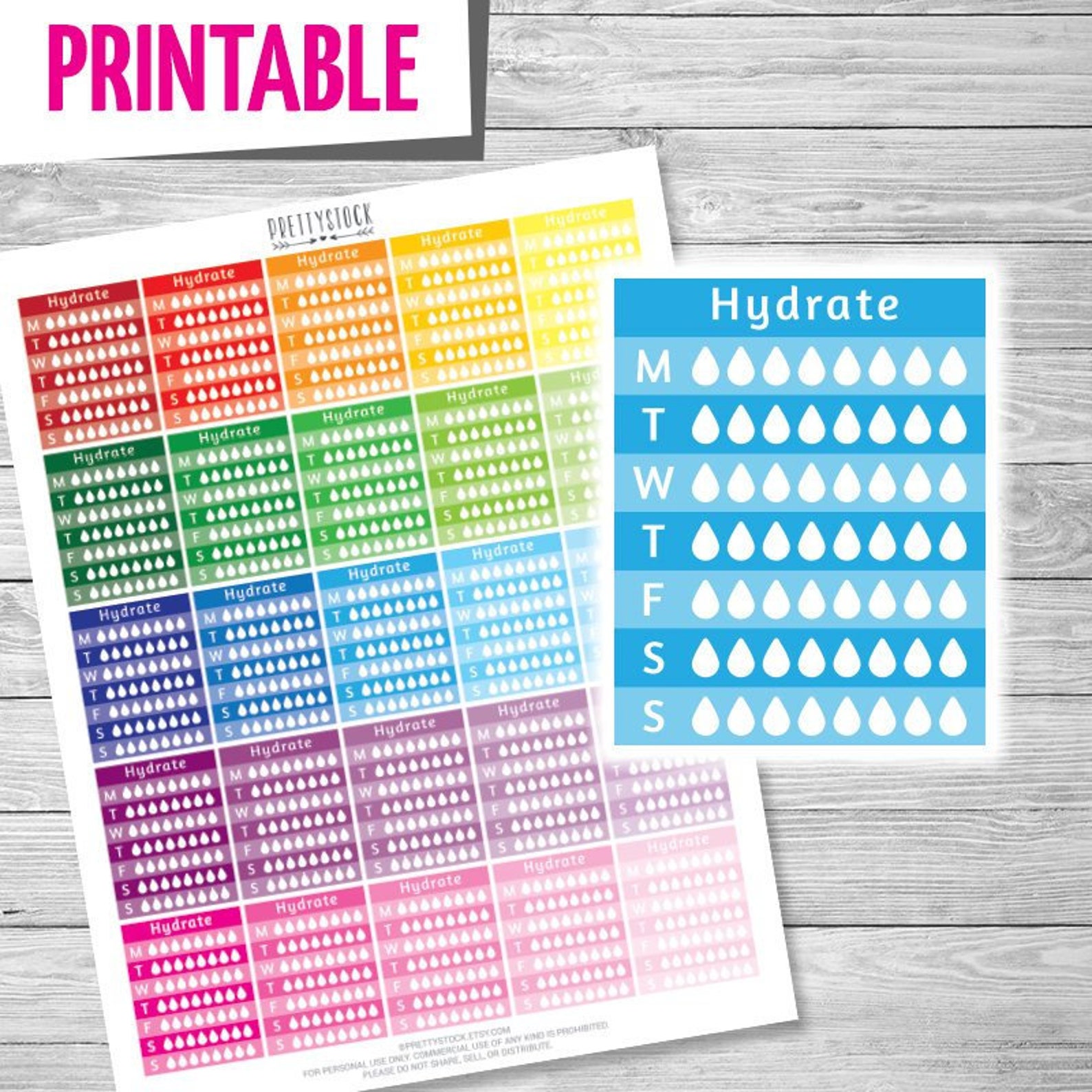 Hydrate Stickers Printable Stickers Planner Stickers Water | Etsy