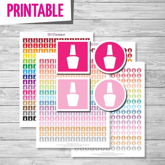 Nail Polish Stickers Printable Nail Polish Planner Stickers | Etsy