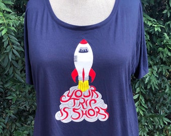 LAST ONE! Size SMALL Women's Rocket Trip Slouchy Tee - Navy