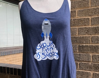 LAST ONE Size Small Women's Your Trip Is Short V2 Blue Relaxed Tank