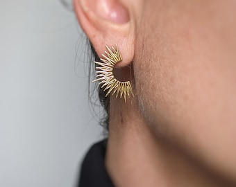 Brass Sun Stud Earrings . Gold Sunshine Earrings . Celestial Jewellery . Modern Edgy Chic Jewelry . FREE SHIPPING Canada